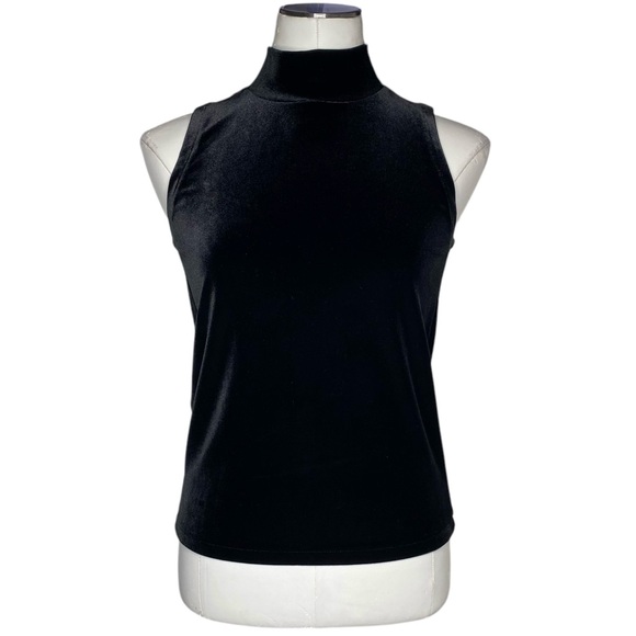 J. Crew Black Velvet Mock Neck Tank Top - Picture 2 of 8